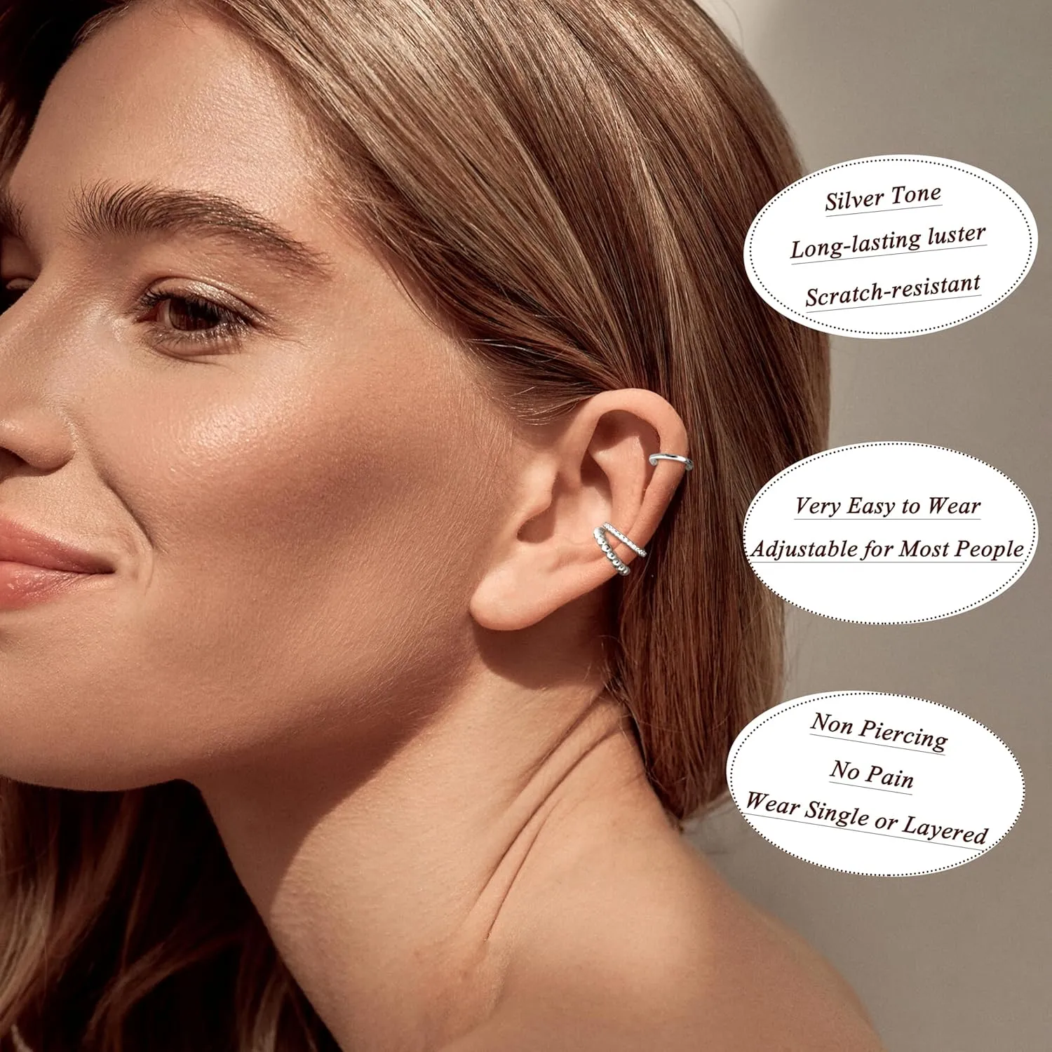 LOYALLOOK Ear Cuff Earrings for Women 14K Gold Plated Ear Cuffs Non Piercing Clip on Cartilage Earring Trendy Fake Earrings Hypoallergenic Huggie Hoop Clip Cuff Earring Lightweight