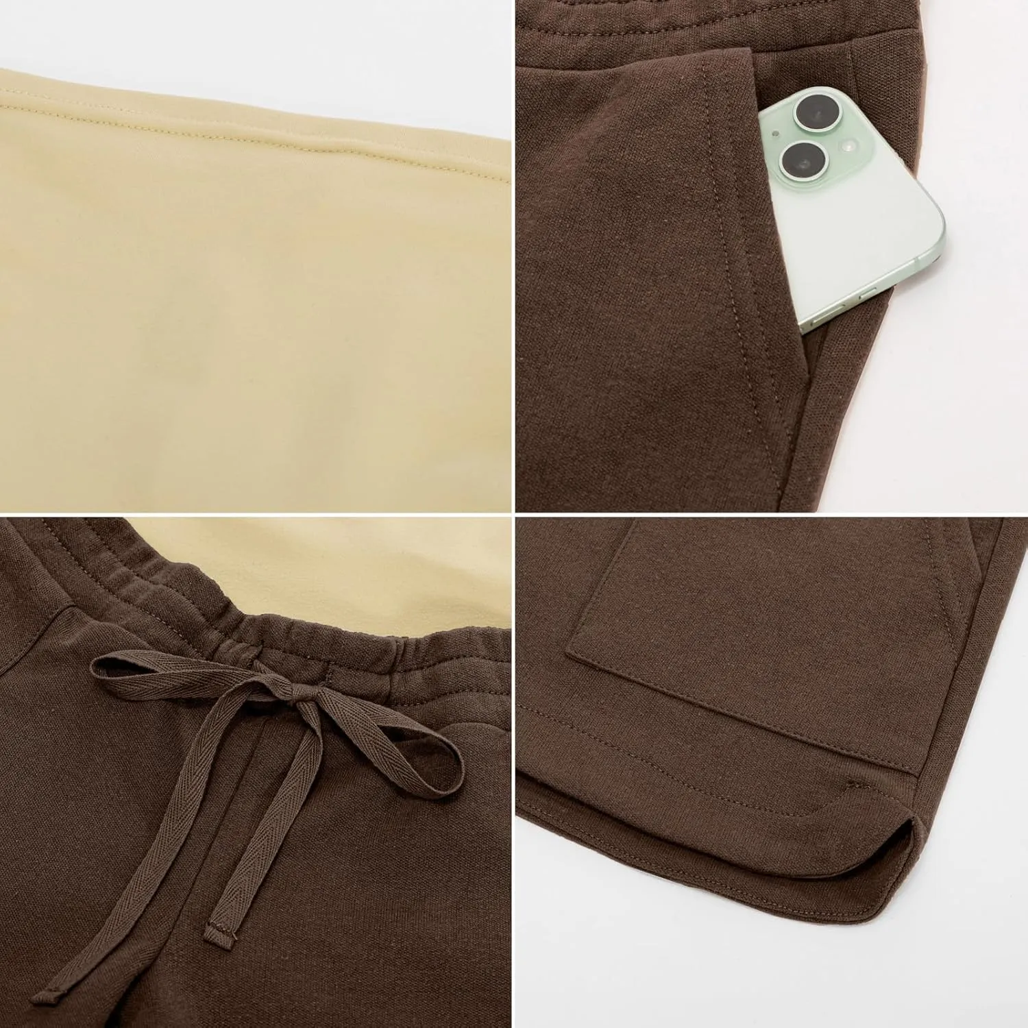 Maacie Maternity Sweat Shorts 2025 High Waist Shorts Lounge Casual Curved Slit Shorts with Pockets