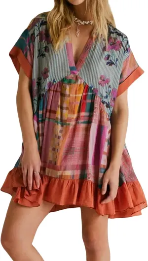 Melliflo Women's Bohemian Babydoll Dress Summer Hot Short Floral Dresses Short Sleeve V Neck Sundress Flowy Ruffle Dress