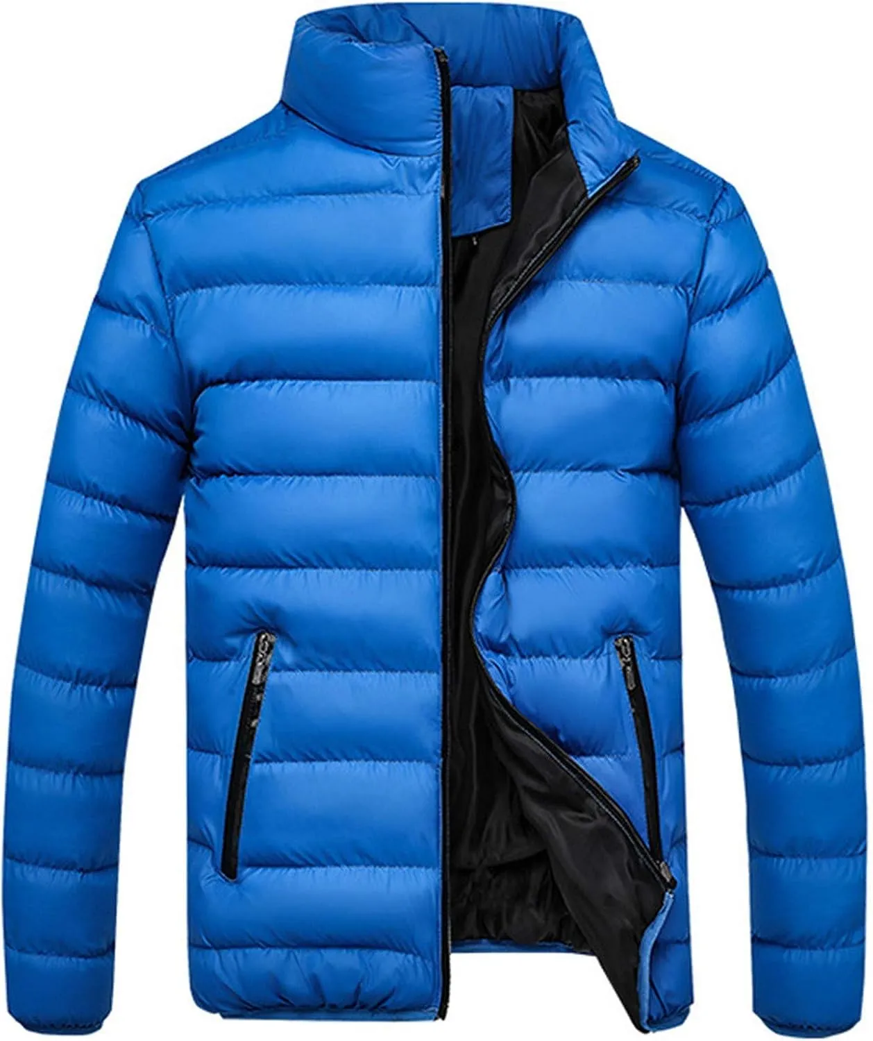Men Winter Jackets Warm Down Jacket Full Zip Puffer Jacket Quilted Insulated Jacket Warm Puffy Jackets