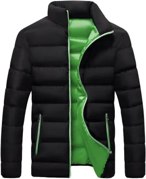 Men Winter Jackets Warm Down Jacket Full Zip Puffer Jacket Quilted Insulated Jacket Warm Puffy Jackets