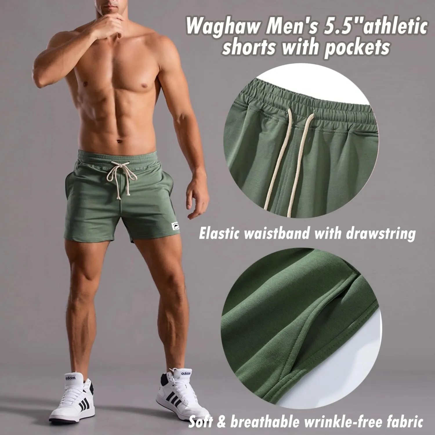 Mens 5 Inch Sweat Shorts Mens Athletic Gym Shorts 5 Inch Inseam Cotton Shorts for Men Gym Shorts with Pockets