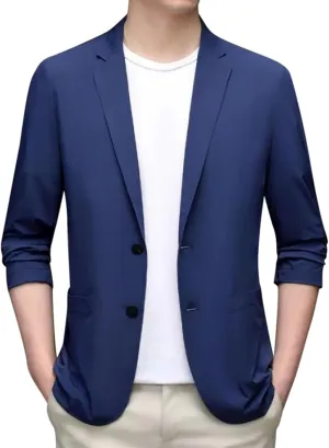 Men's Blazer Lightweight Casual Solid One Button Slim Fit Sport Coat Business Daily Blazer with Pockets for Prom Party