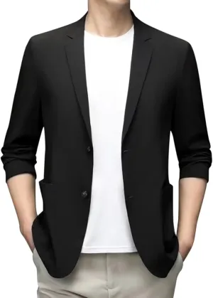 Men's Blazer Lightweight Casual Solid One Button Slim Fit Sport Coat Business Daily Blazer with Pockets for Prom Party