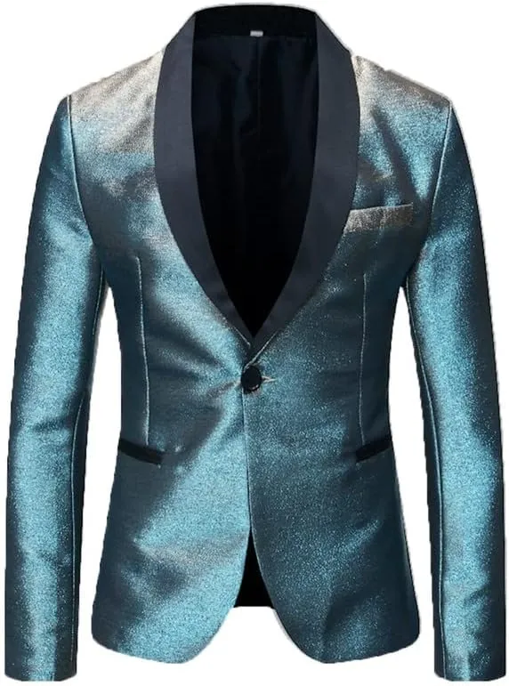 Men's Blazers Slim Fit Fashion Suit Bright Silk Jackets for Men Weddings Party Dinner Prom Tuxedo