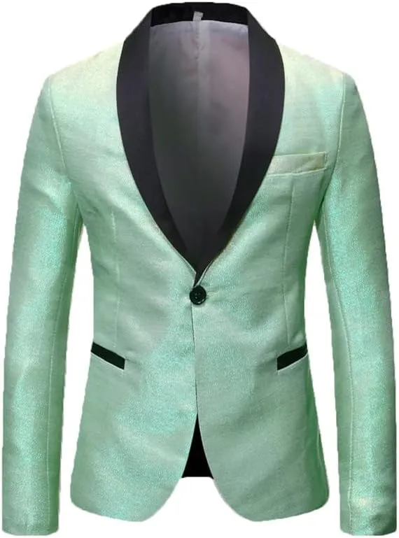 Men's Blazers Slim Fit Fashion Suit Bright Silk Jackets for Men Weddings Party Dinner Prom Tuxedo