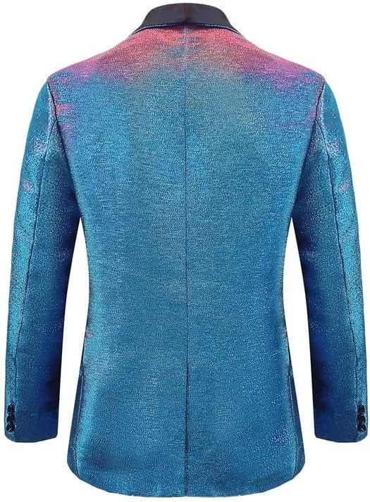 Men's Blazers Slim Fit Fashion Suit Bright Silk Jackets for Men Weddings Party Dinner Prom Tuxedo