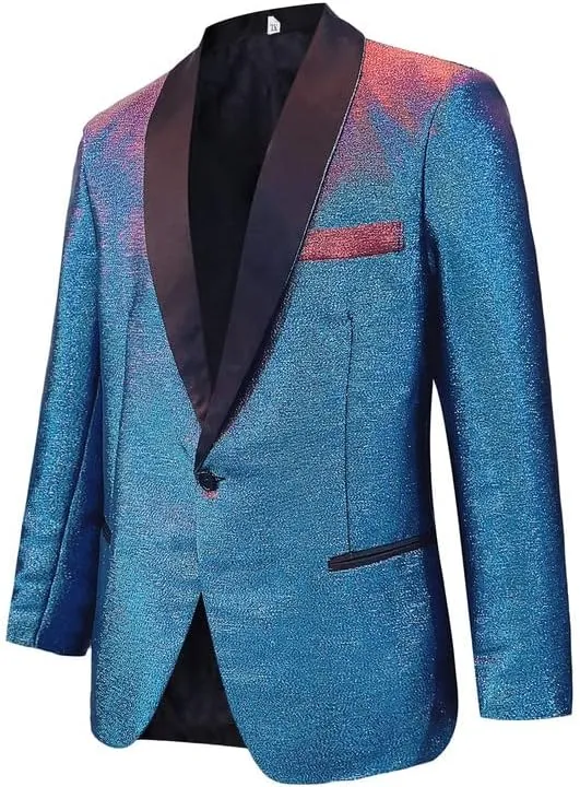 Men's Blazers Slim Fit Fashion Suit Bright Silk Jackets for Men Weddings Party Dinner Prom Tuxedo