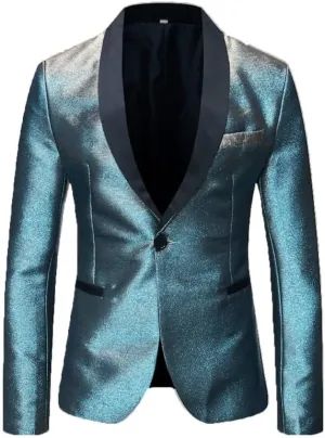 Men's Blazers Slim Fit Fashion Suit Bright Silk Jackets for Men Weddings Party Dinner Prom Tuxedo