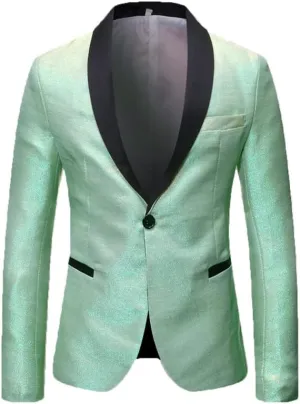 Men's Blazers Slim Fit Fashion Suit Bright Silk Jackets for Men Weddings Party Dinner Prom Tuxedo