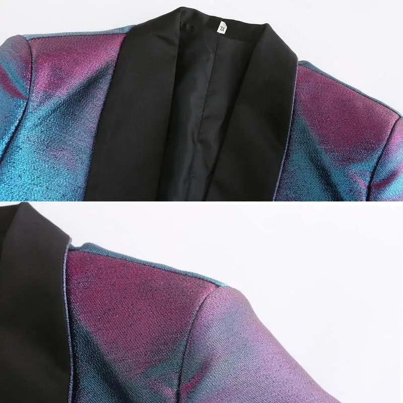 Men's Blazers Slim Fit Fashion Suit Bright Silk Jackets for Men Weddings Party Dinner Prom Tuxedo