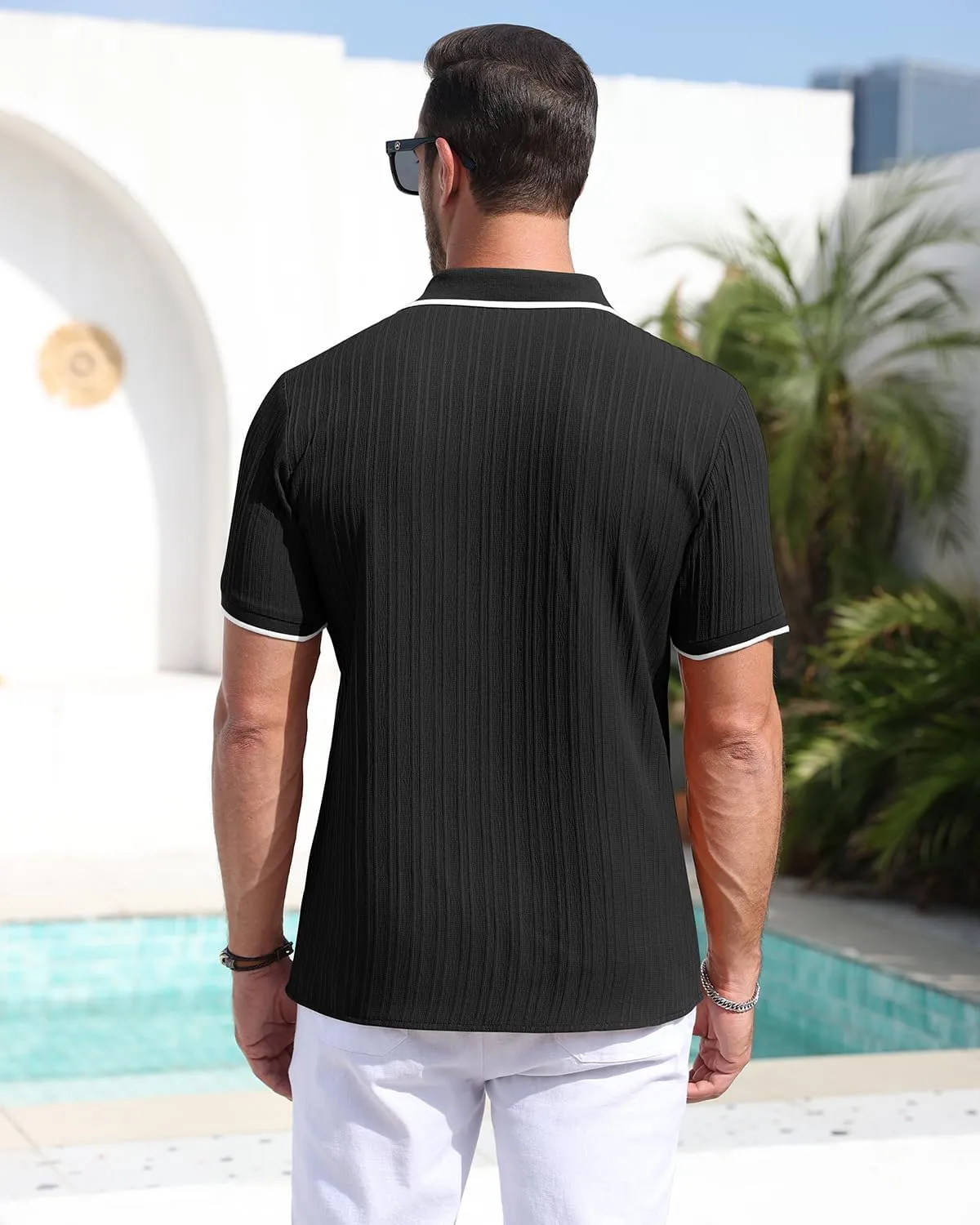 Men's Button Down Shirts Casual Short Sleeve Dress Shirts Summer Beach Vacation Shirts