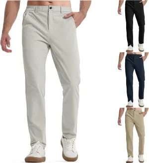 Mens Chinos Pants Slim Fit Stretch Golf Pants Casual Pants Lightweight Crinkle Lounge Pants Work Dress Pants with Pocket