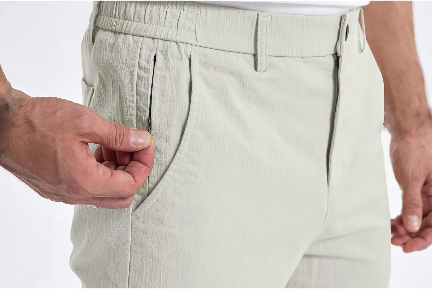 Mens Chinos Pants Slim Fit Stretch Golf Pants Casual Pants Lightweight Crinkle Lounge Pants Work Dress Pants with Pocket