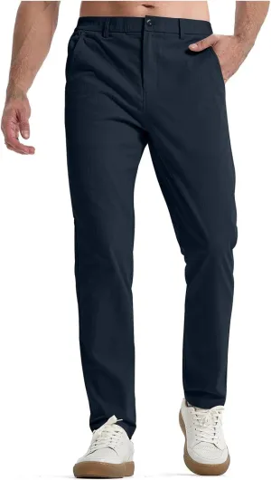 Mens Chinos Pants Slim Fit Stretch Golf Pants Casual Pants Lightweight Crinkle Lounge Pants Work Dress Pants with Pocket