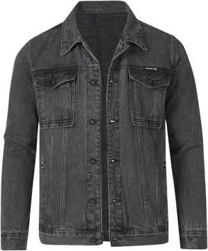 Mens Denim Jacket,Long Sleeve Button Down Jackets Distressed Jean Jackets Trucker Jacket Fall Casual Coat