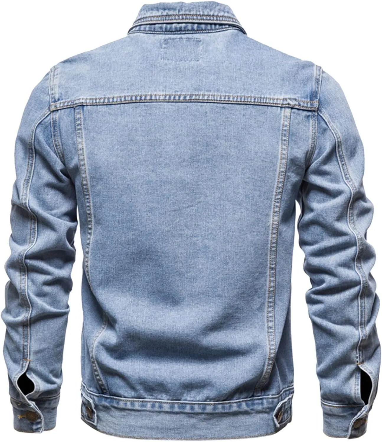 Mens Denim Jacket,Long Sleeve Button Down Jackets Distressed Jean Jackets Trucker Jacket Fall Casual Coat