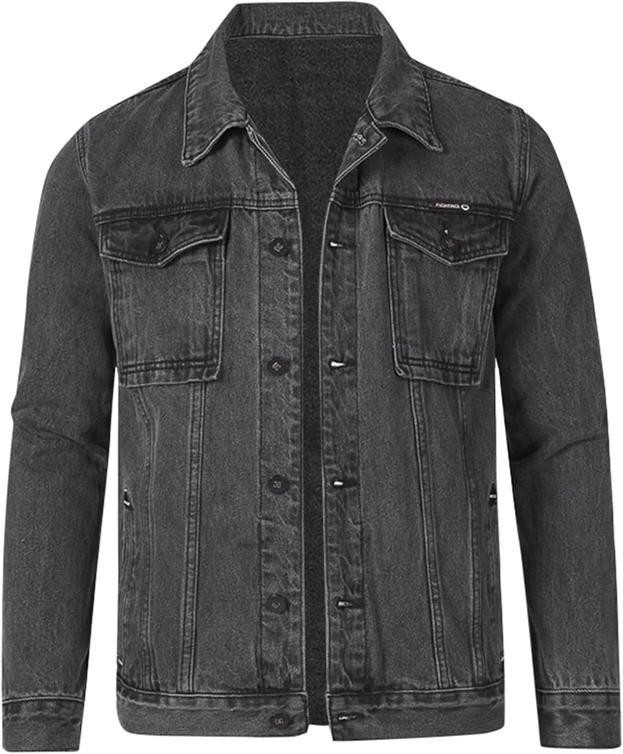 Mens Denim Jacket,Long Sleeve Button Down Jackets Distressed Jean Jackets Trucker Jacket Fall Casual Coat