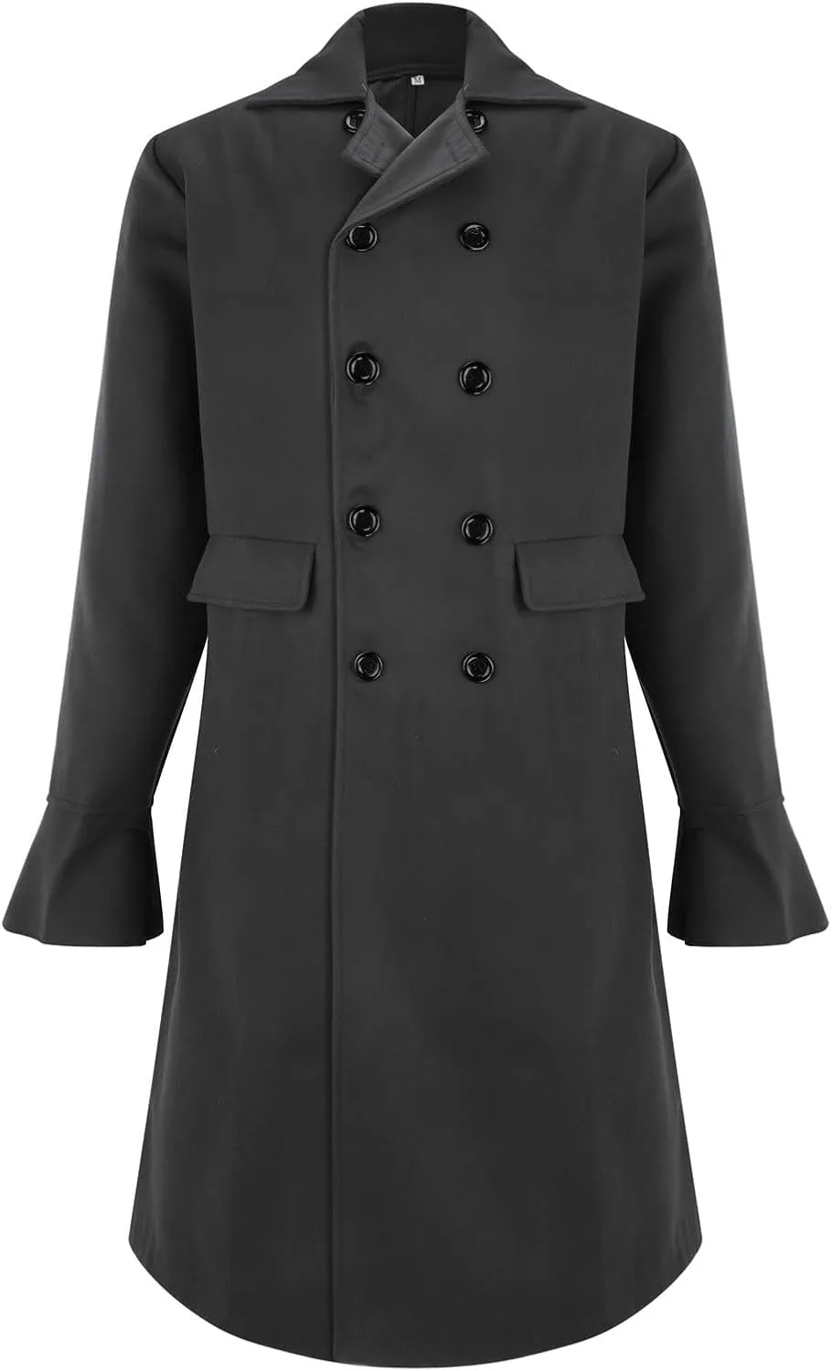 Mens Notch Lapel Double Breasted Long Trench Coat Casual Cotton Peacoats Windbreaker Long Jacket Windproof Overcoats