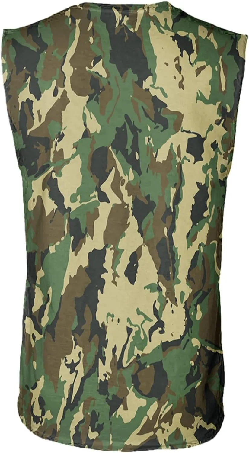 Mens Outdoor Camo Muscle Cut Off T Shirt Stringer Bodybuilding Workout Tank Tops Sleeveless Crewneck Military Shirts