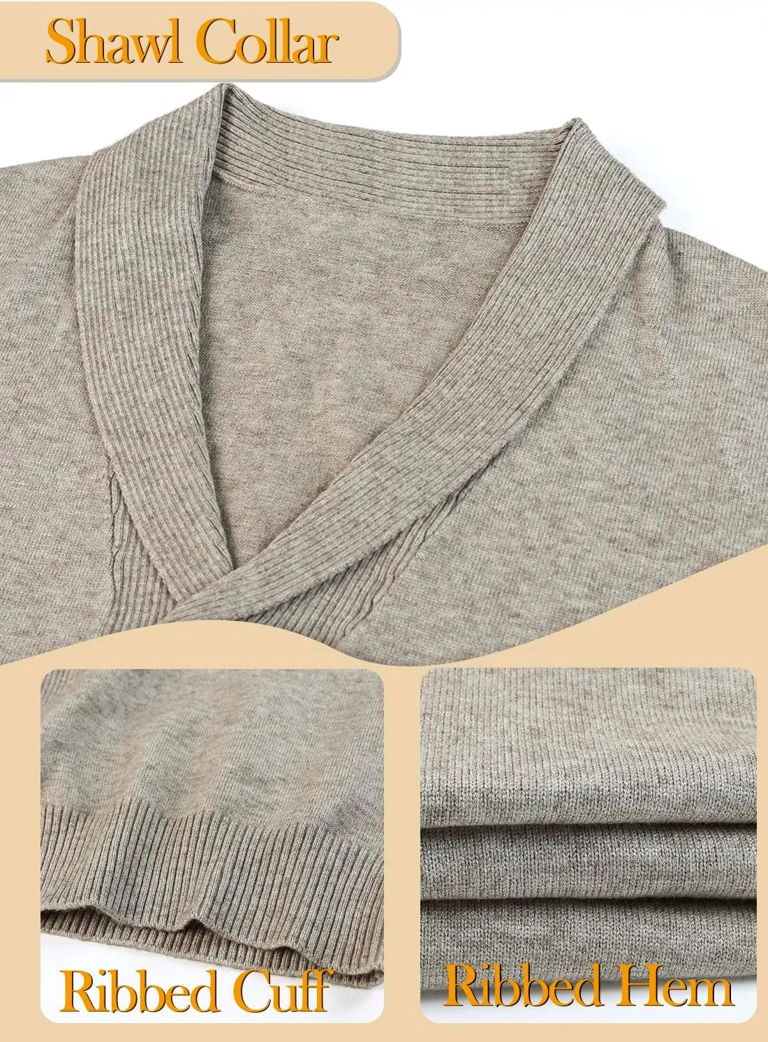 Men's Shawl Collar Sweater Vest Casual Sleeveless Knitted Button Cardigan Vest Knitwear