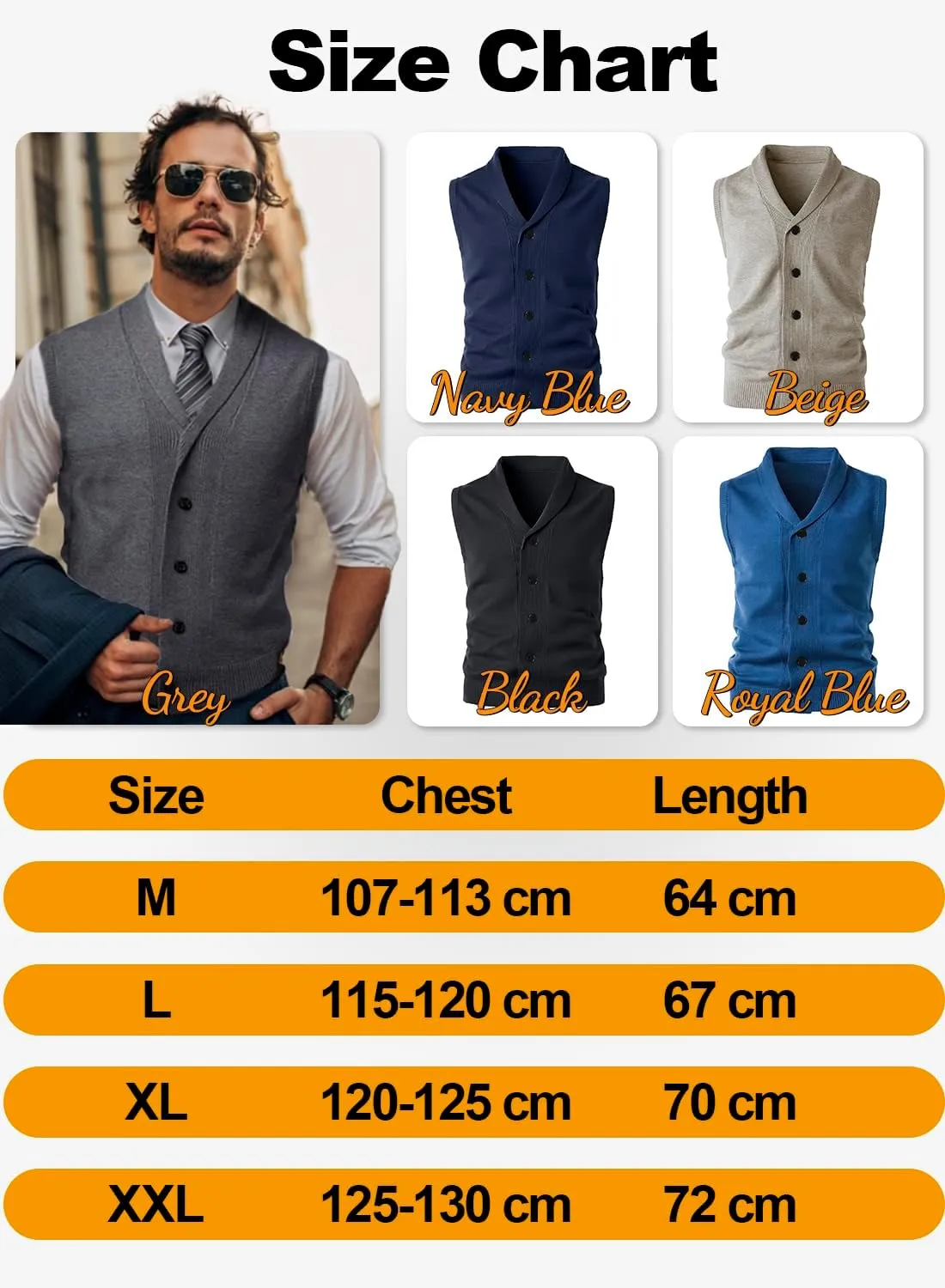 Men's Shawl Collar Sweater Vest Casual Sleeveless Knitted Button Cardigan Vest Knitwear