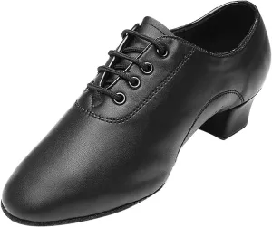 Men's Solid Color Lace Up Modern Dance Shoes Dance Hall Latin Dance Shoes Mens Leather Sandals Mens Dancing Shoes with Leather Soles