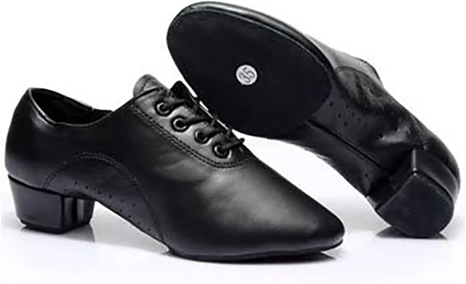Men's Solid Color Lace Up Modern Dance Shoes Dance Hall Latin Dance Shoes Mens Leather Sandals Mens Dancing Shoes with Leather Soles