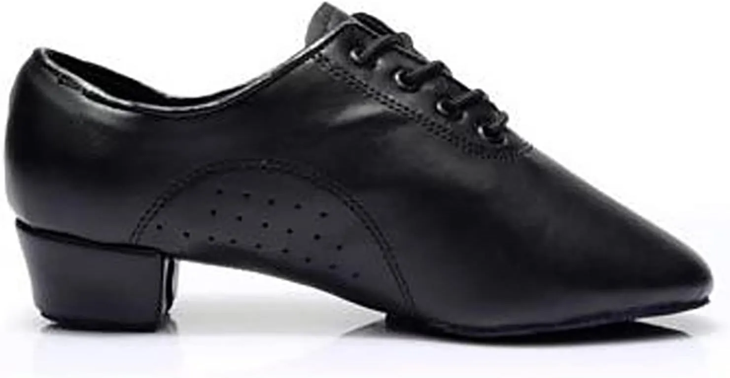 Men's Solid Color Lace Up Modern Dance Shoes Dance Hall Latin Dance Shoes Mens Leather Sandals Mens Dancing Shoes with Leather Soles
