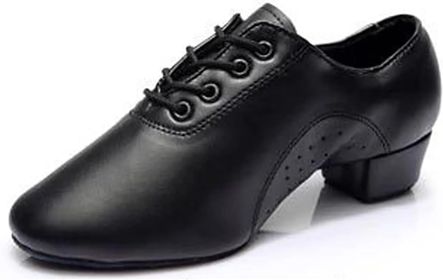 Men's Solid Color Lace Up Modern Dance Shoes Dance Hall Latin Dance Shoes Mens Leather Sandals Mens Dancing Shoes with Leather Soles