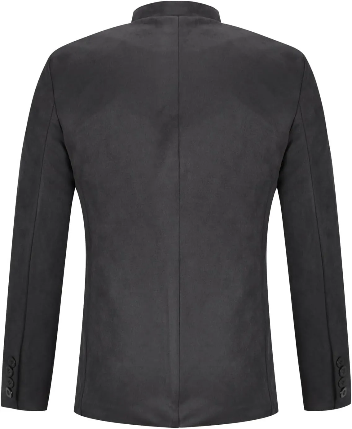 Men's Suede Blazer Jacket Single Breasted Collarless Sport Coats Slim Fit Long Sleeve Casual Suit Jackets
