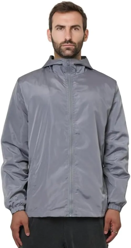 Mens Windbreaker Jackets Lightweight Hooded Zippered Jackets for Men Hiking Cycling Sportswear