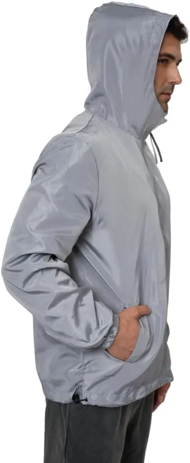 Mens Windbreaker Jackets Lightweight Hooded Zippered Jackets for Men Hiking Cycling Sportswear