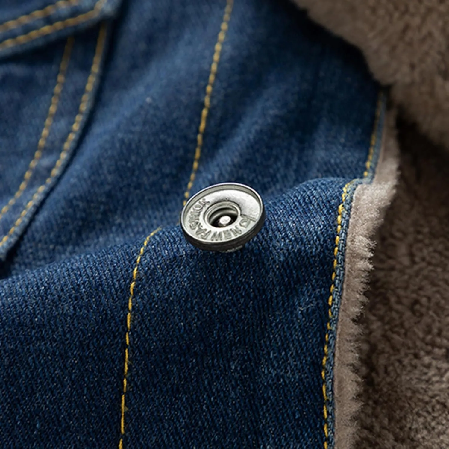 Men's Winter Coat: Fleece Lined Denim Jacket with Pockets, Big & Tall Sizes, Multicoloured