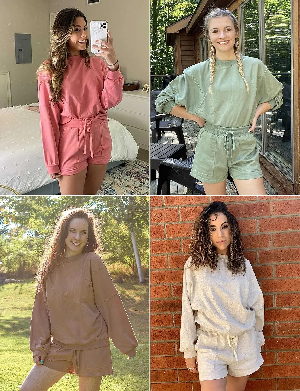 MEROKEETY Women's 2025 Fall Oversized Batwing Sleeve Lounge Sets Casual Top and Shorts 2 Piece Outfits Sweatsuit