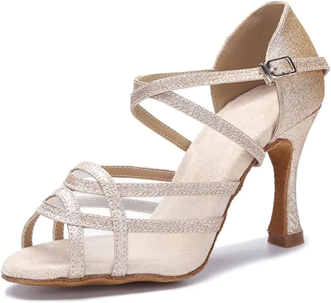 Mesh Latin Dance Sandals - Rumba/Samba Shoes for Ballroom Parties (9CM/3.54")