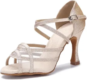 Mesh Latin Dance Sandals - Rumba/Samba Shoes for Ballroom Parties (9CM/3.54")
