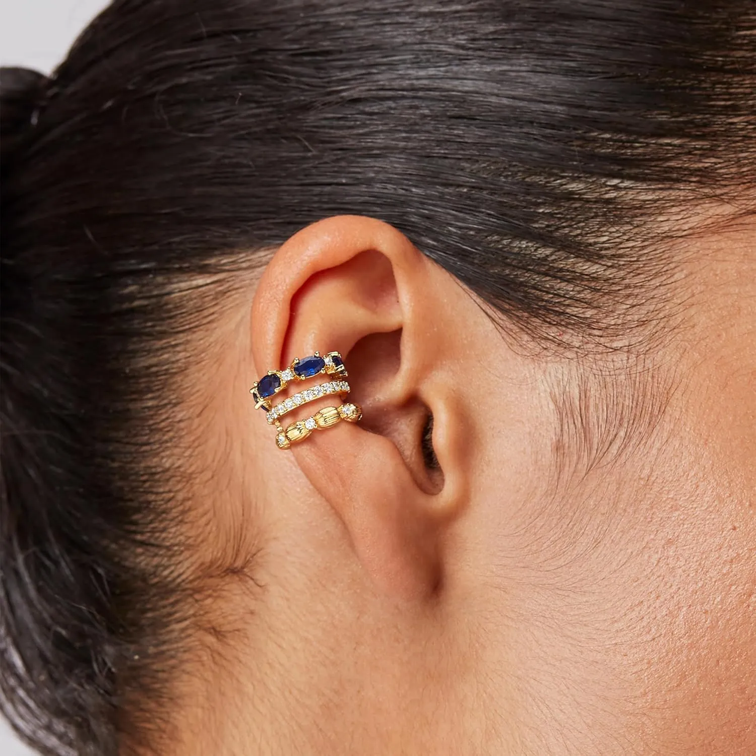 MEVECCO Ear Cuffs Non Piercing For Women 18K Gold Plated CZ Ear Cuff Earring Clip on Cartilage Fake Hoop Earrings Stack Jewelry Gifts