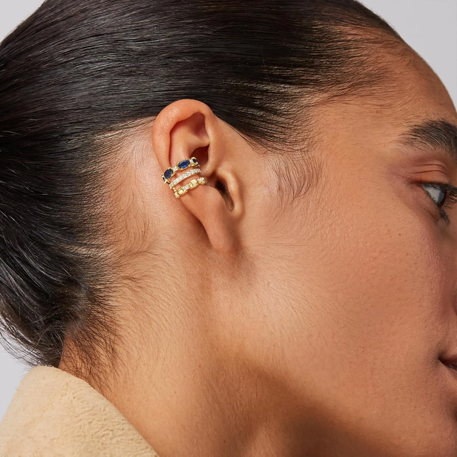 MEVECCO Ear Cuffs Non Piercing For Women 18K Gold Plated CZ Ear Cuff Earring Clip on Cartilage Fake Hoop Earrings Stack Jewelry Gifts