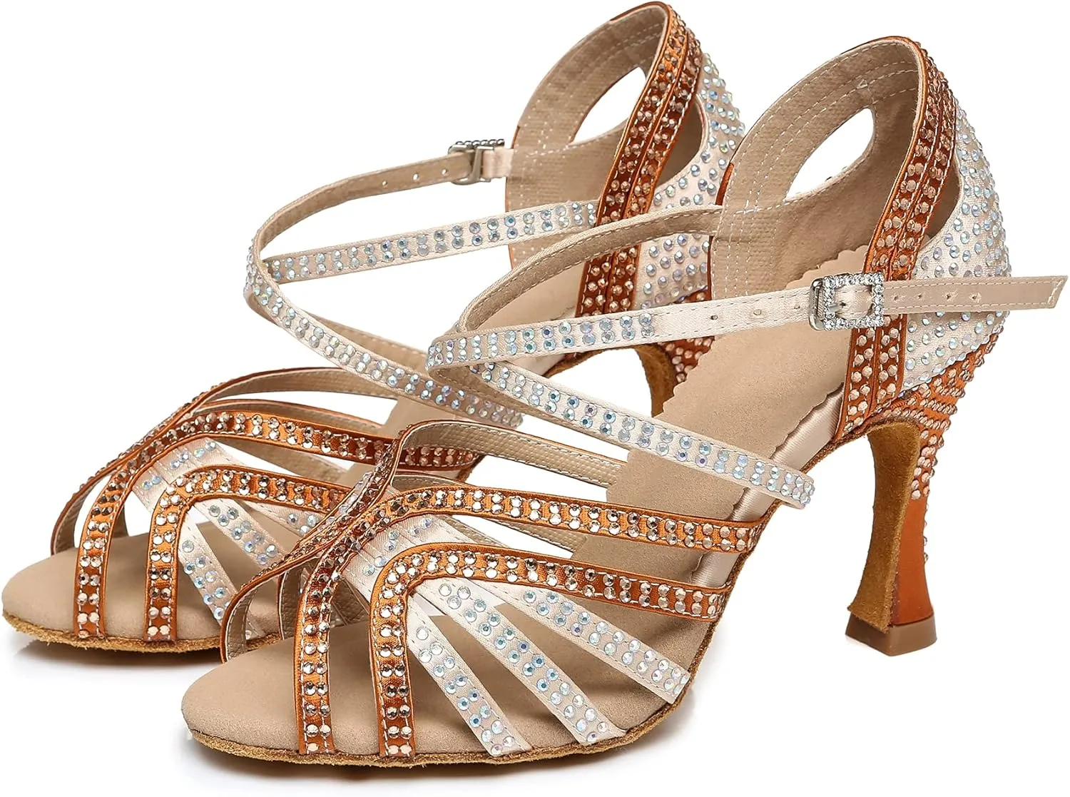Minishion Ladies Dance Shoes Rhinestions Latin Dance Heels L450