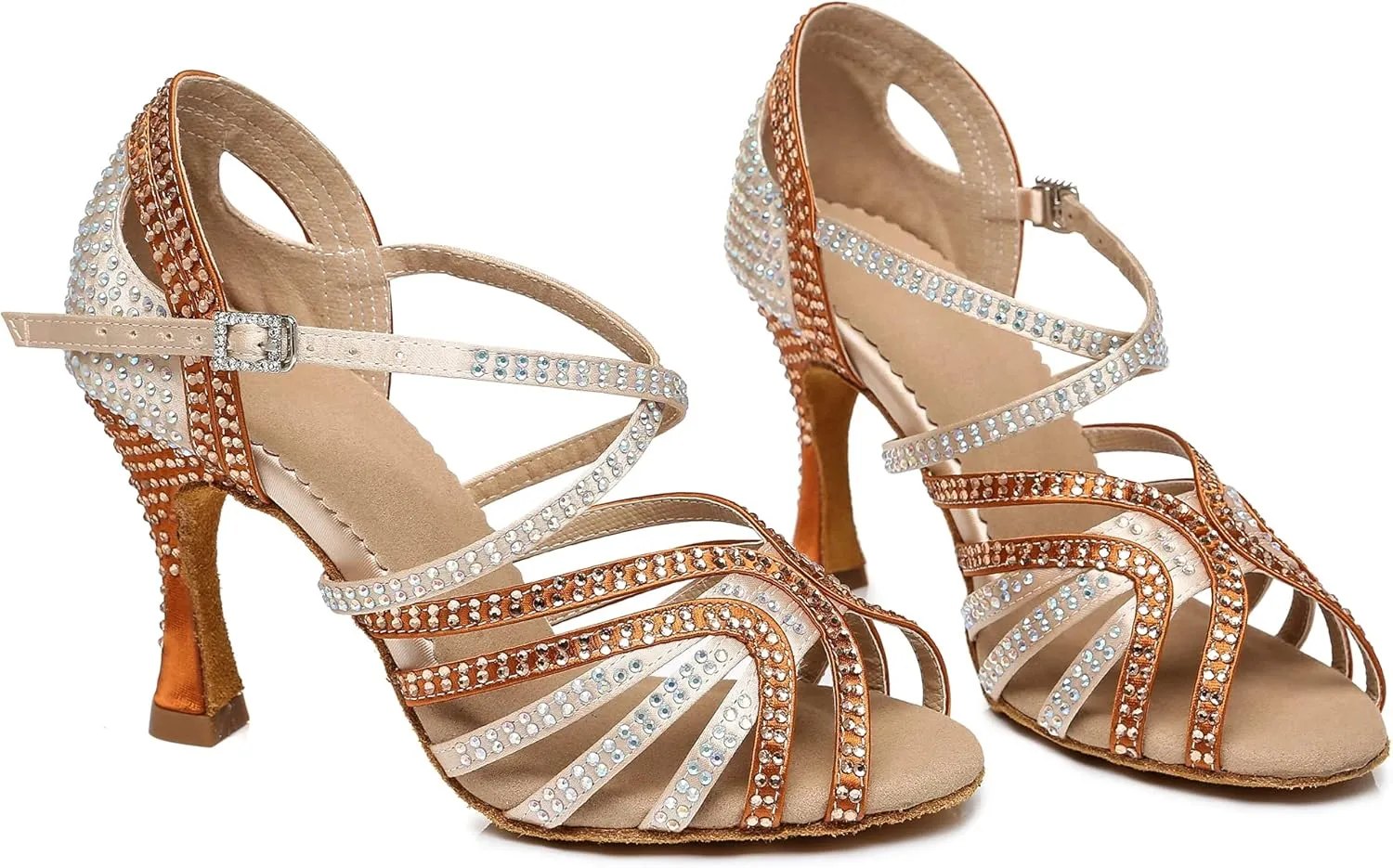 Minishion Ladies Dance Shoes Rhinestions Latin Dance Heels L450