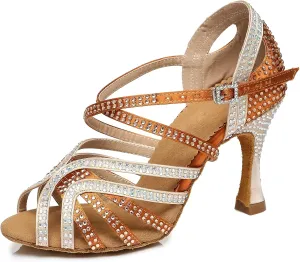 Minishion Ladies Dance Shoes Rhinestions Latin Dance Heels L450