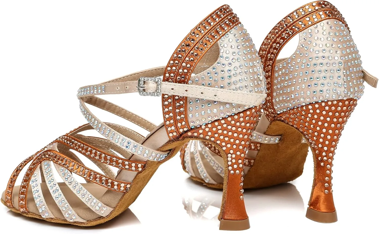 Minishion Ladies Dance Shoes Rhinestions Latin Dance Heels L450
