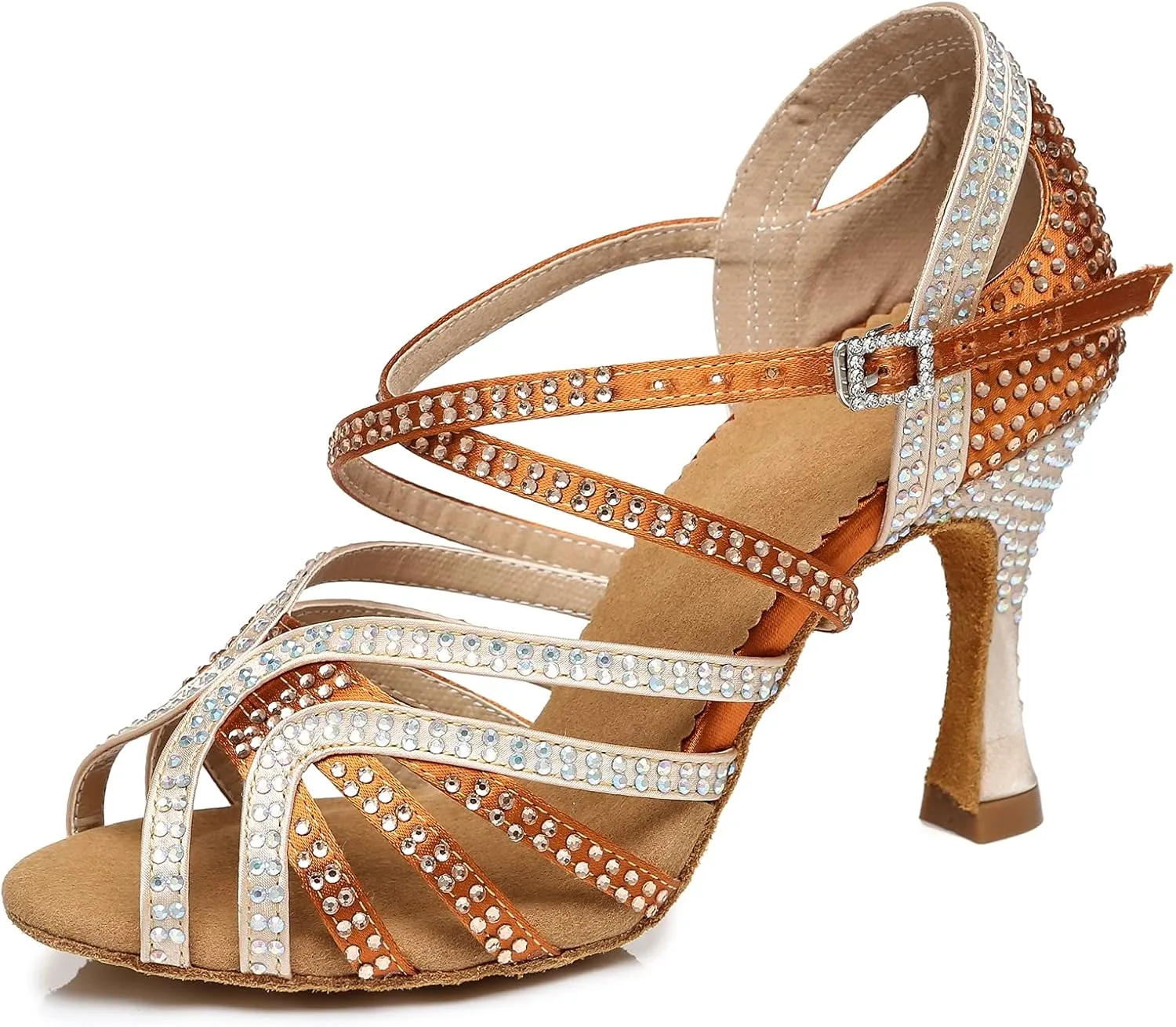 Minishion Ladies Dance Shoes Rhinestions Latin Dance Heels L450