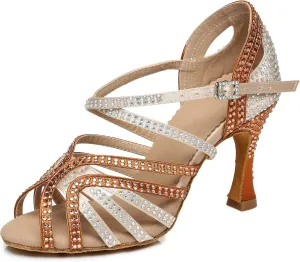 Minishion Ladies Dance Shoes Rhinestions Latin Dance Heels L450