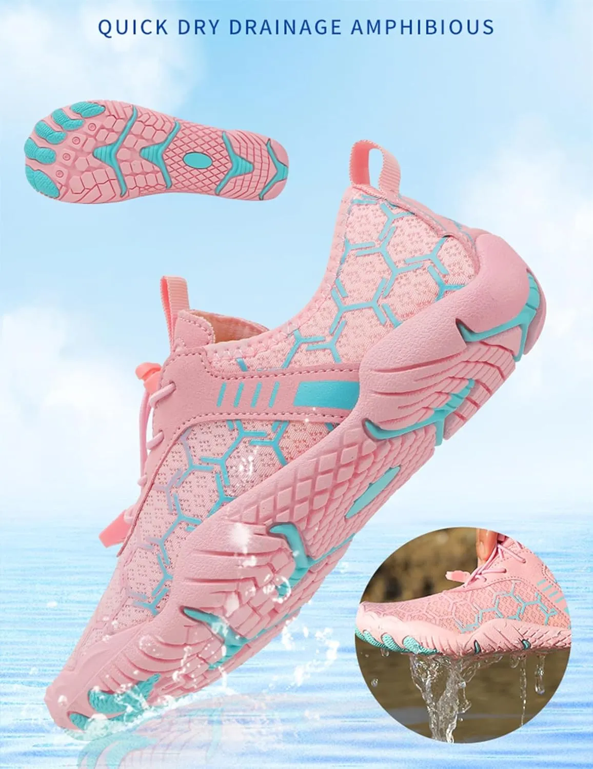 Mmoneyake Mens Womens Athletic Hiking Water Shoes Unisex Hike Barefoot Shoes Quick Drying Beach Aqua Shoes Travel Trekking Walking Climbing Sneakers Lightweight Outdoor Footwear