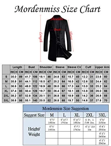 Mordenmiss Men's Premium Double Breasted Woolen Pea Coat Notched Collar Overcoat Dark Gray XL