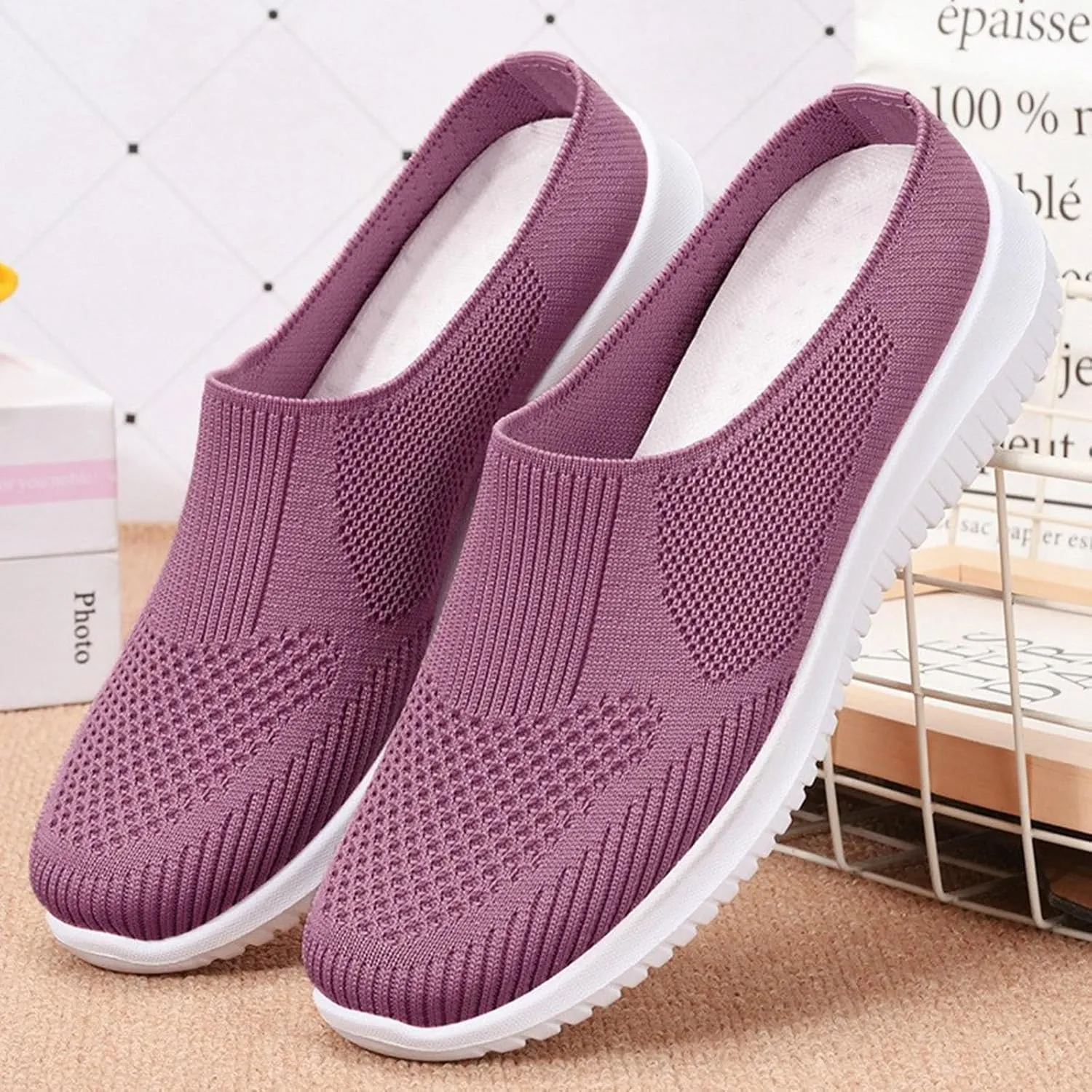 Mules for Women 2025 Comfortable Mesh Air Cushion Mule Sneakers Orthopedic Closed Toe Slip on Walking Shoes
