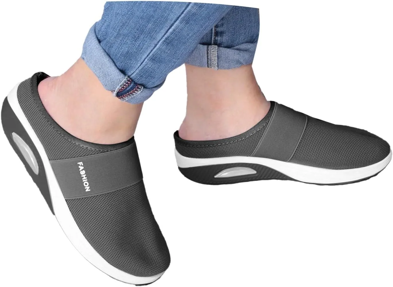 Mules for Women 2025 Slip on Mesh Backless Mule Sneakers Air Cushion Orthopedic Walking Shoes with Arch Support
