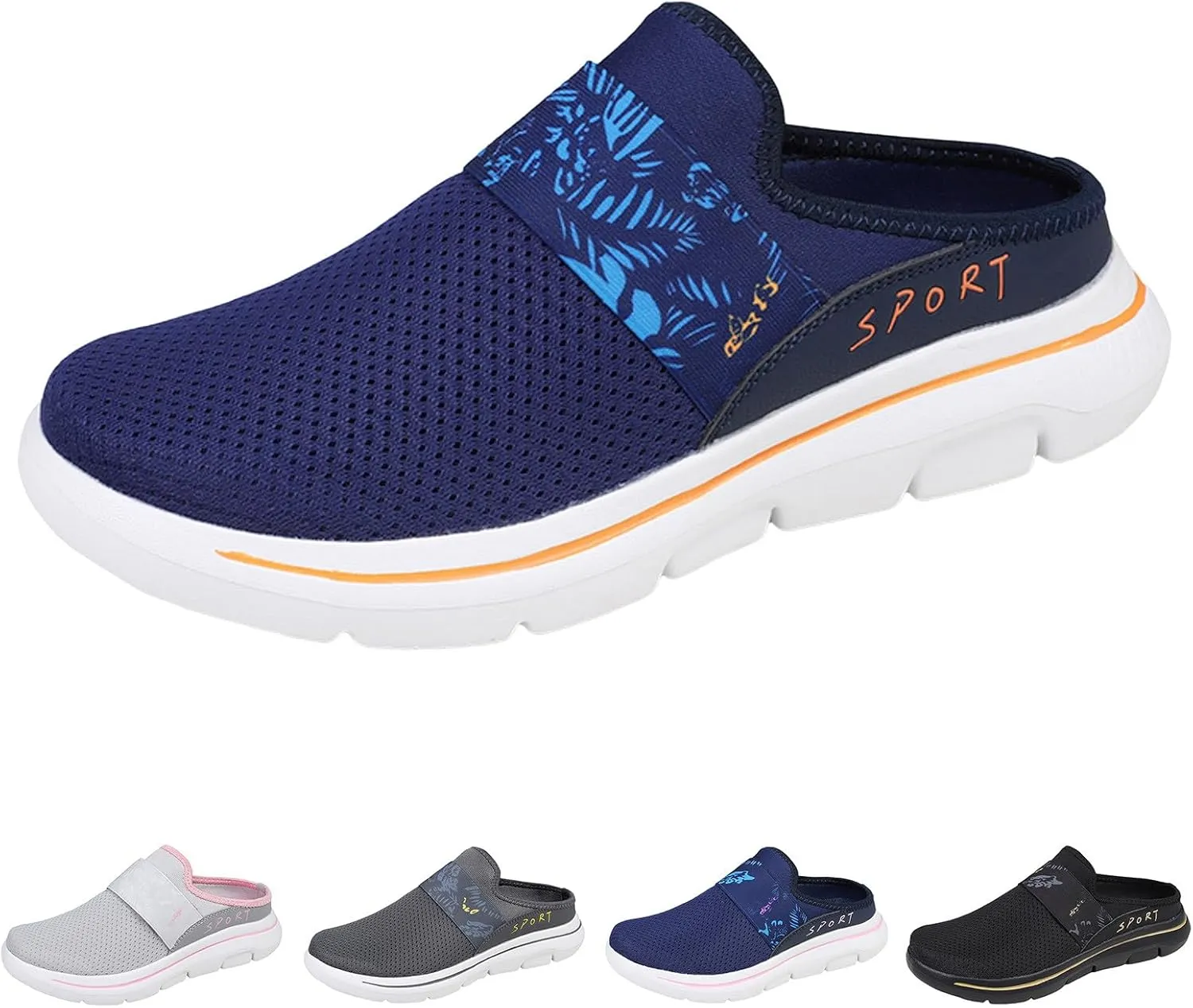 Mules for Women 2025 Slip on Mesh Mule Shoes Sneakers Summer Breathable Closed Toe Walking Shoes with Arch Support
